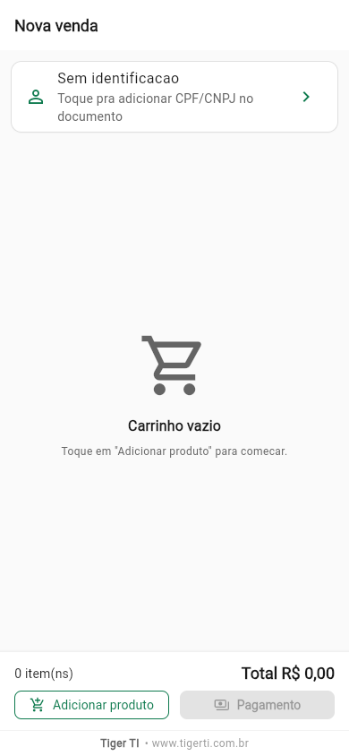 Tela de nova venda