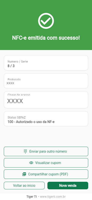 Nota autorizada pela SEFAZ